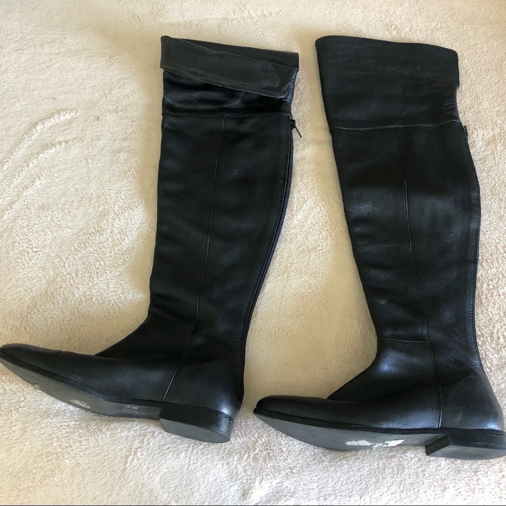 Leather knee high boots